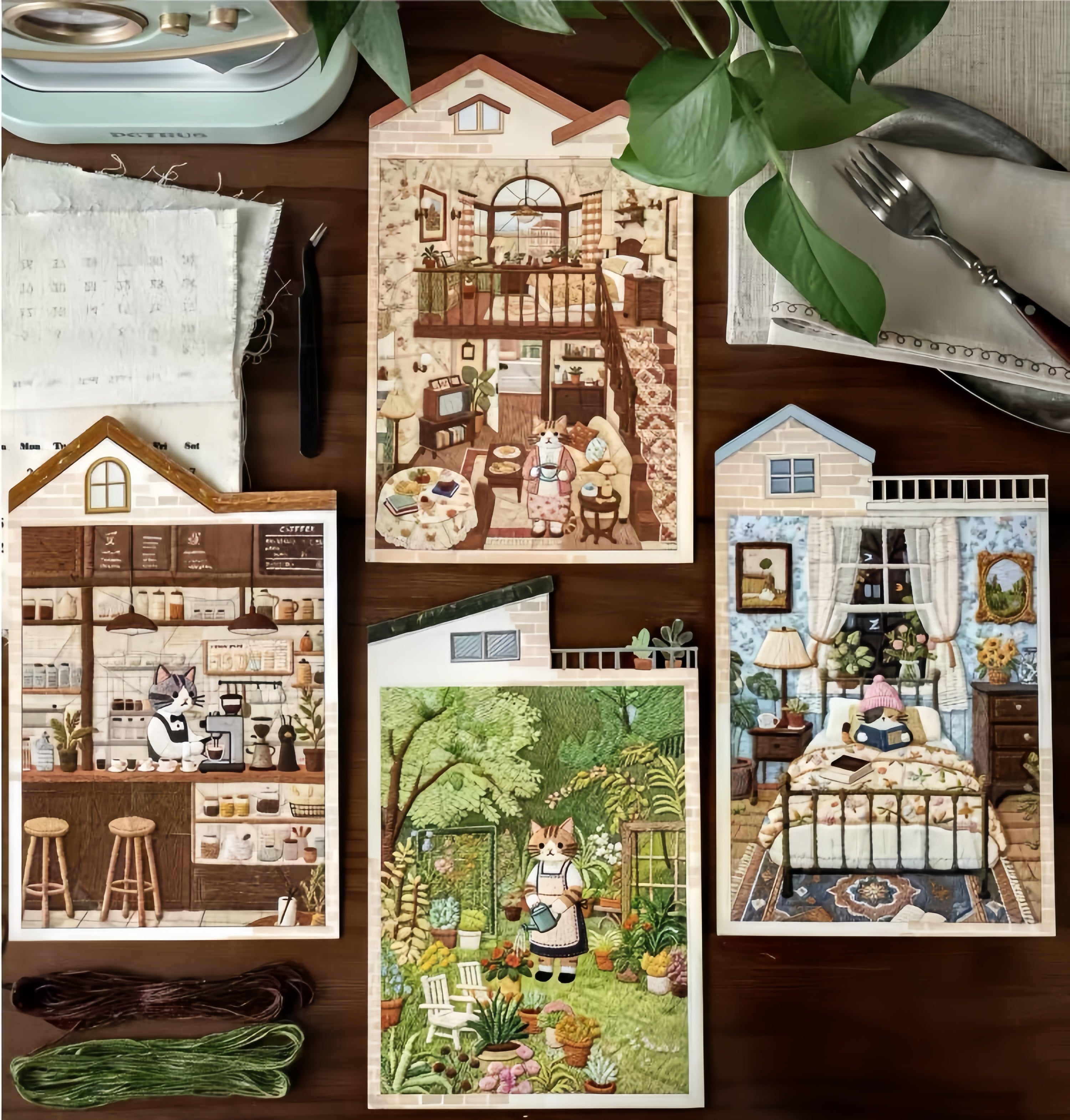 Embroidery Puzzle Stickers：CAT ISLAND Series