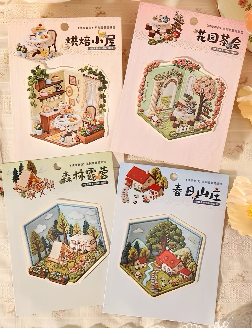 Embroidery Scene Stickers：Stitched Spring