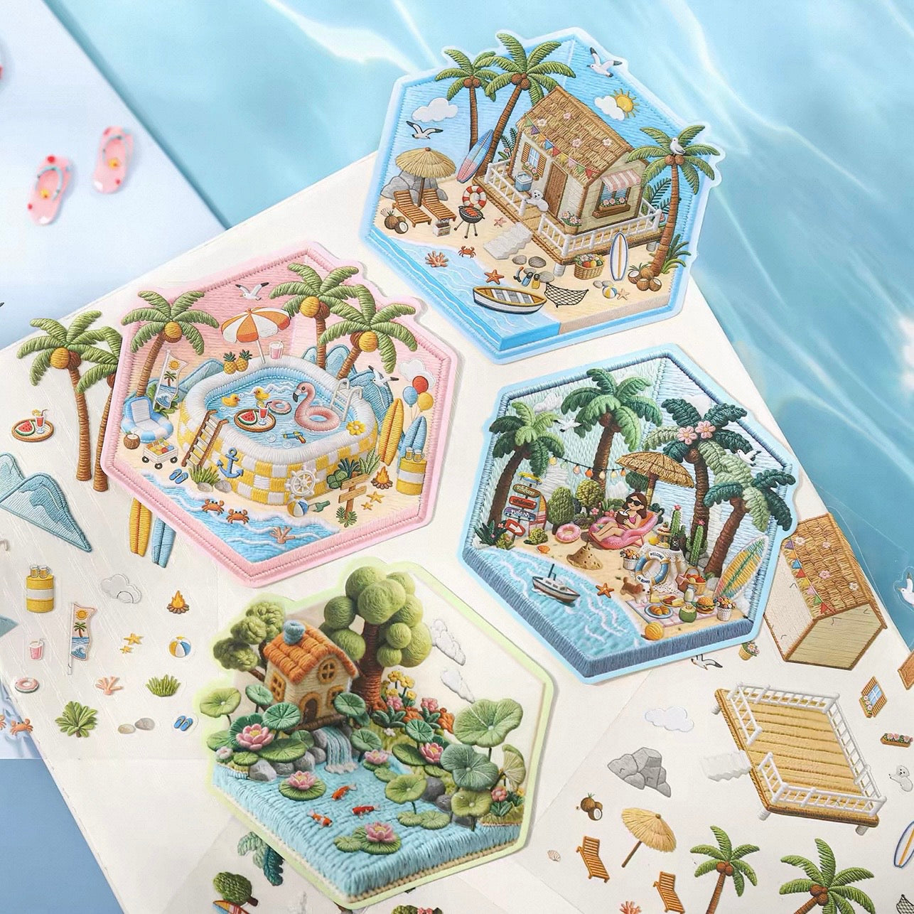 Embroidery Scene Stickers：Stitched Summer
