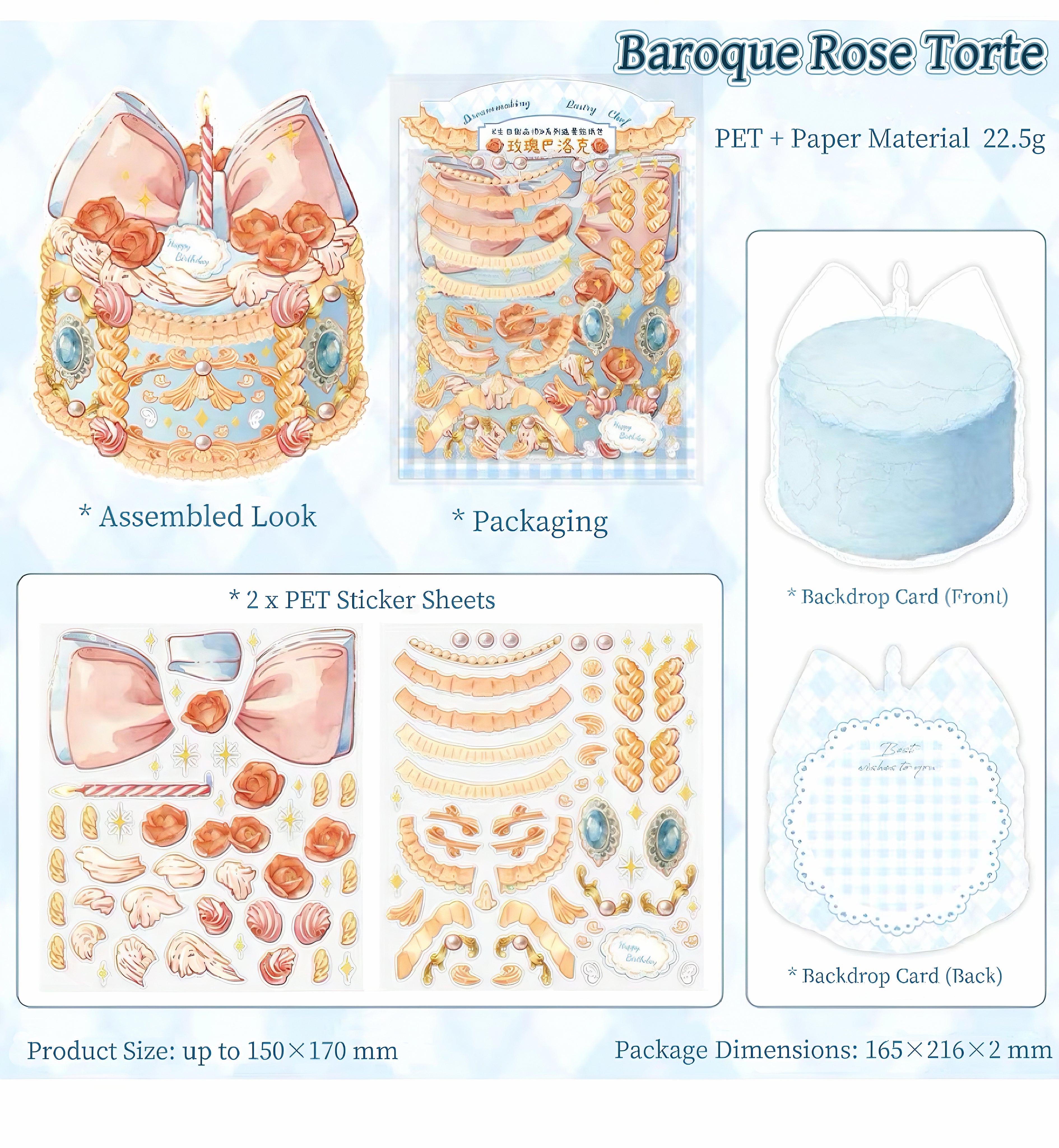 Sticker Scene Pack:Birthday Dessert(also a Cake Greeting Card)