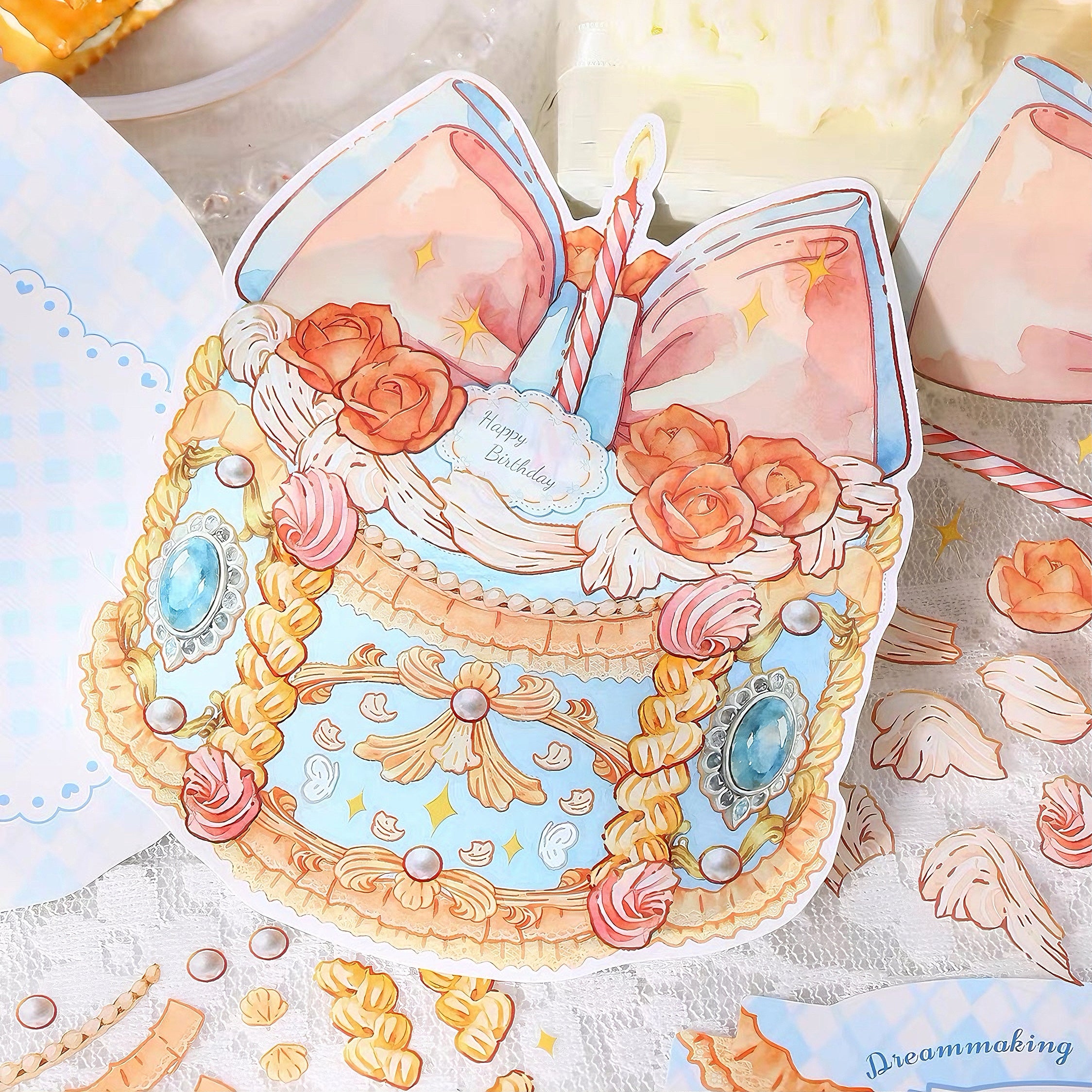 Sticker Scene Pack:Birthday Dessert(also a Cake Greeting Card)