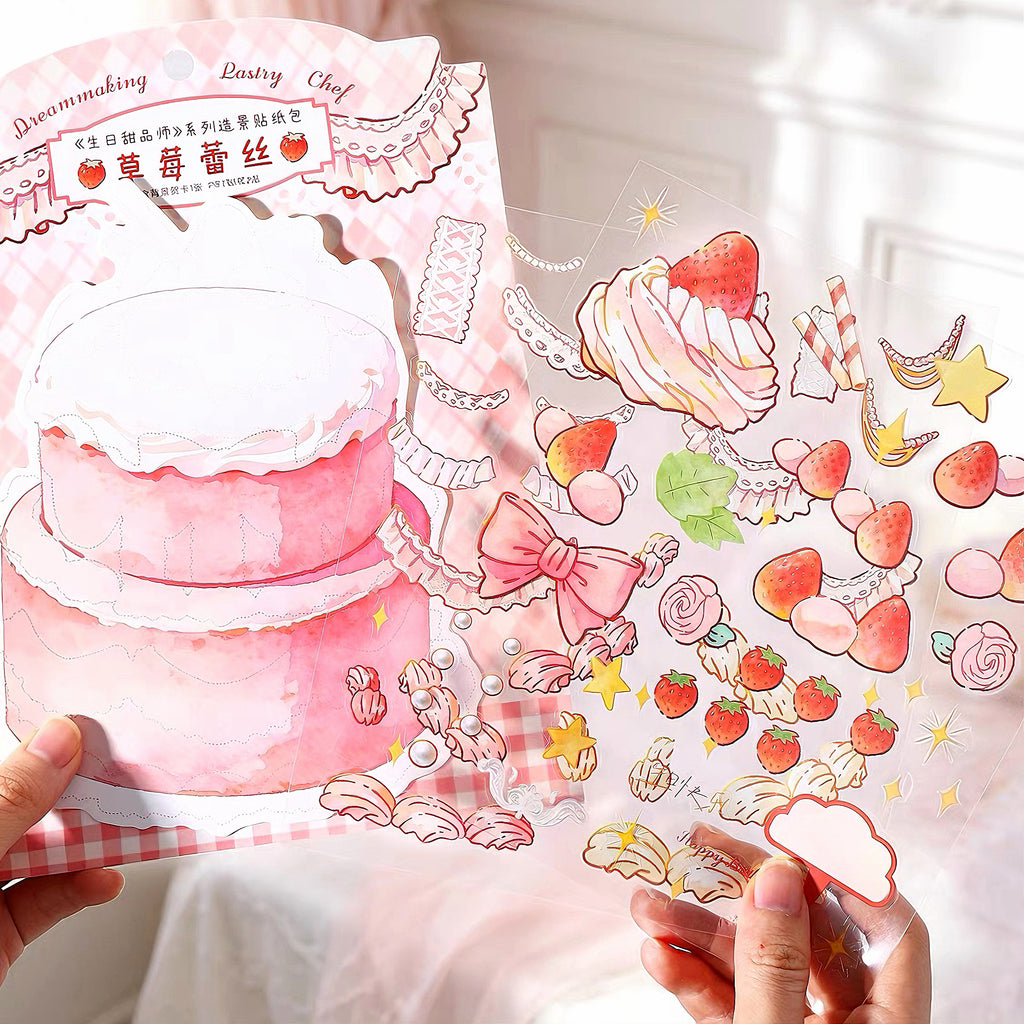 Sticker Scene Pack:Birthday Dessert(also a Cake Greeting Card)